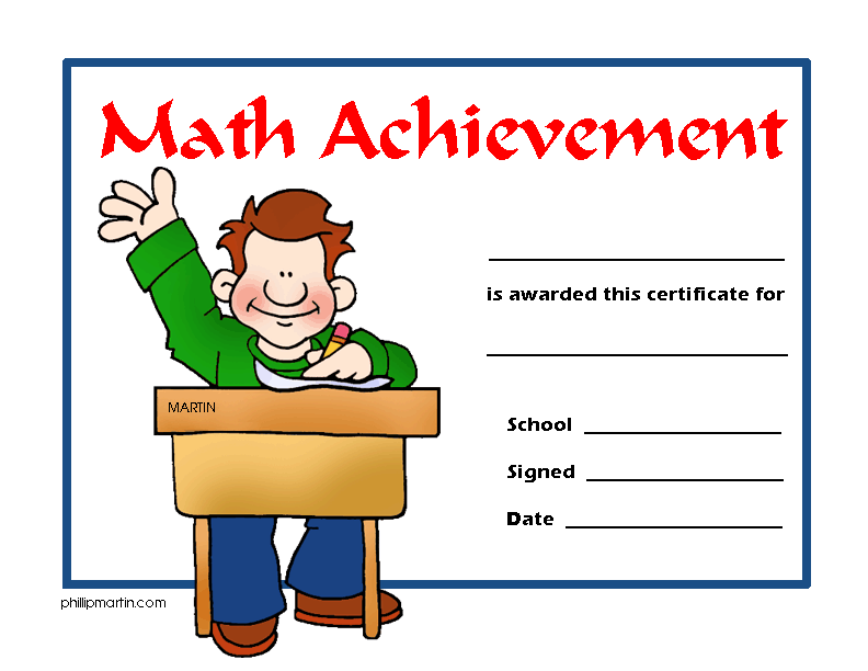 Free Certificates Clip Art by Phillip Martin, Math Achievement