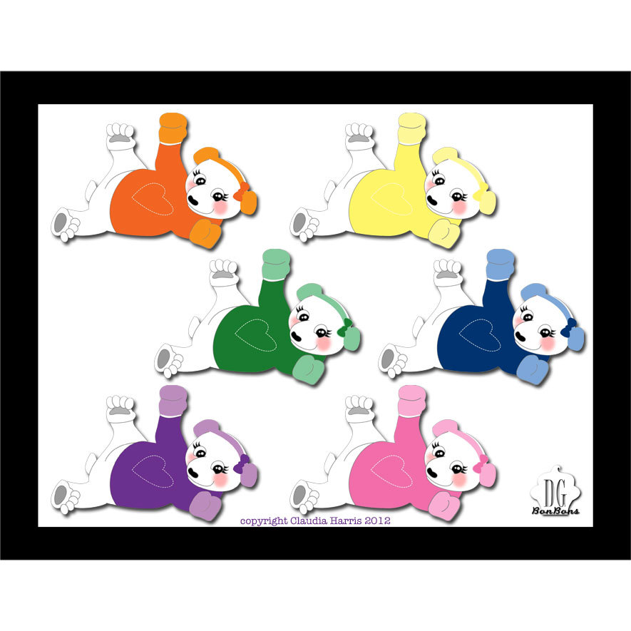 Polar Bear Digital Clipart in Six Colors. by DigiBonBons on Etsy
