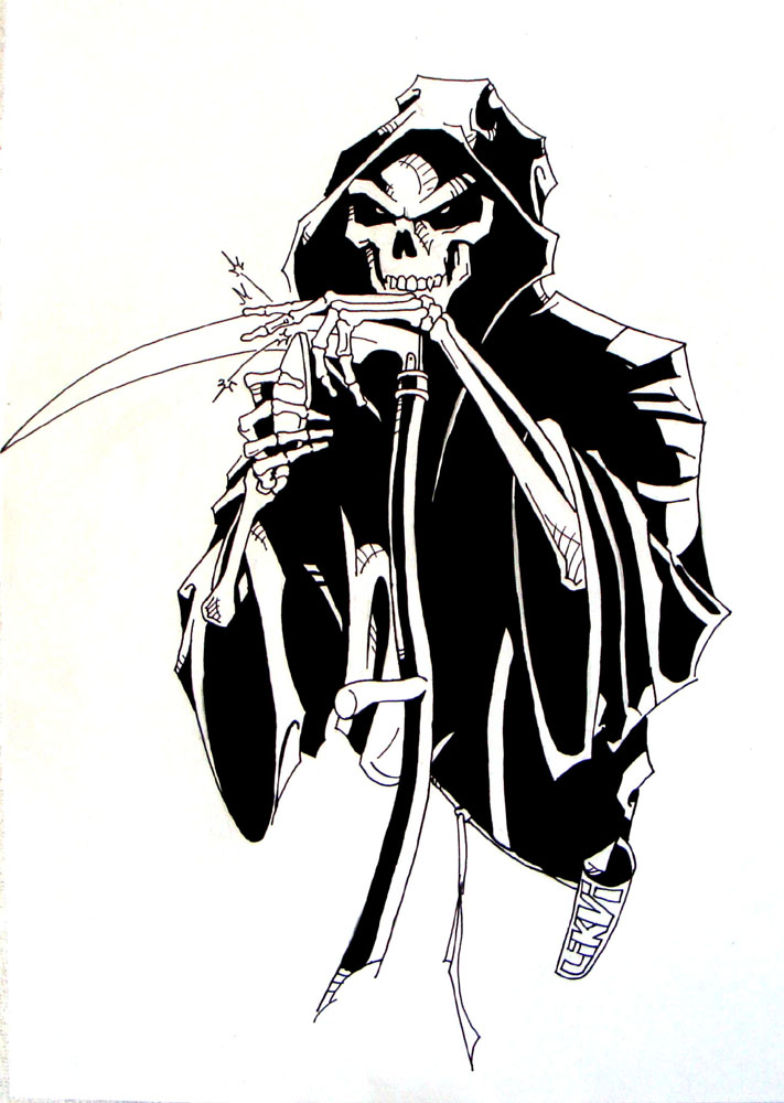 Pin Cute Cartoon Grim Reaper With Scythe Isolated On White on ...