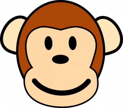 Animals Benji Park Baby Head Monkey Outline Happy Face Cartoon ...