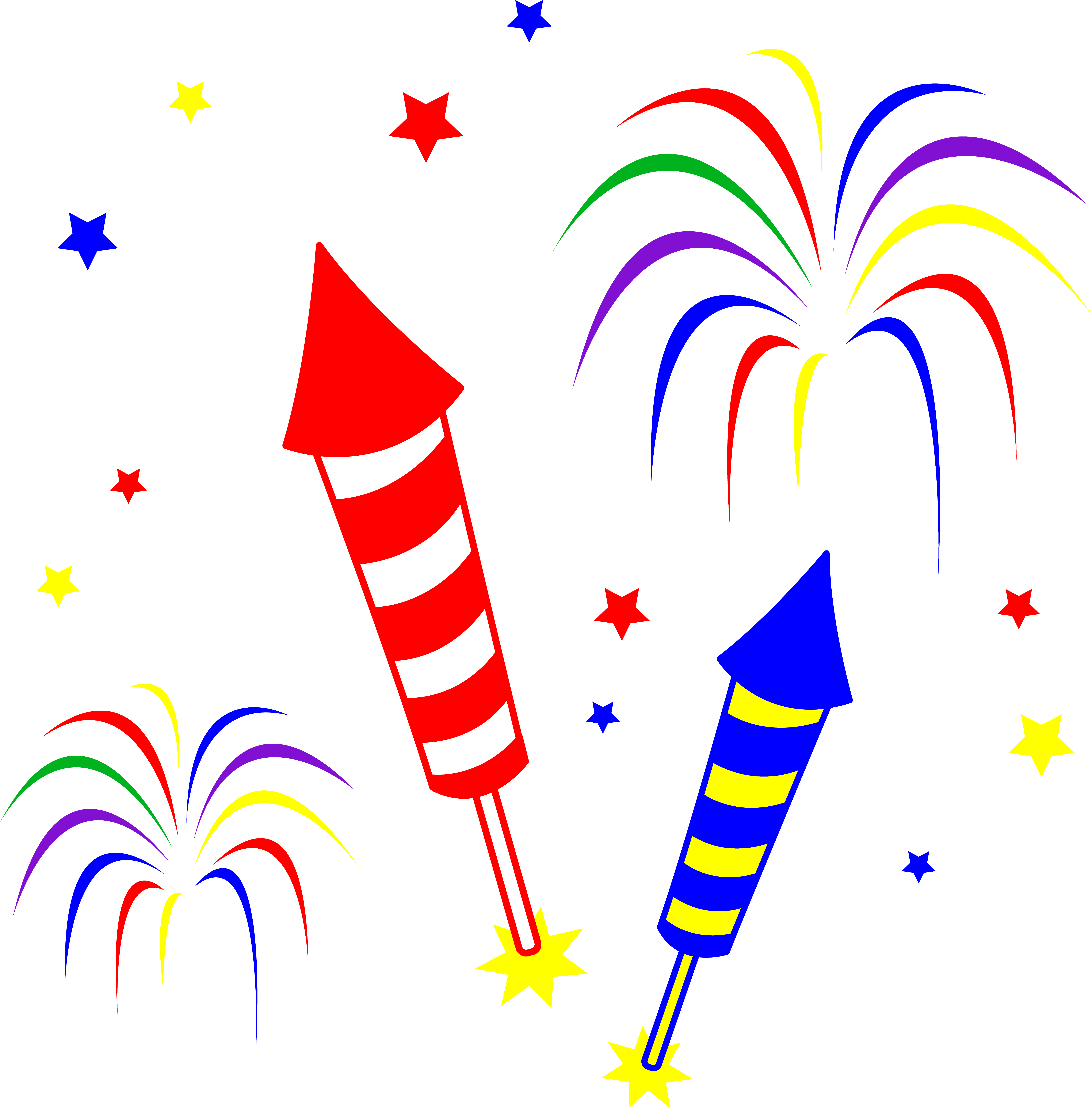 Fireworks and Rockets - Free Clip Art