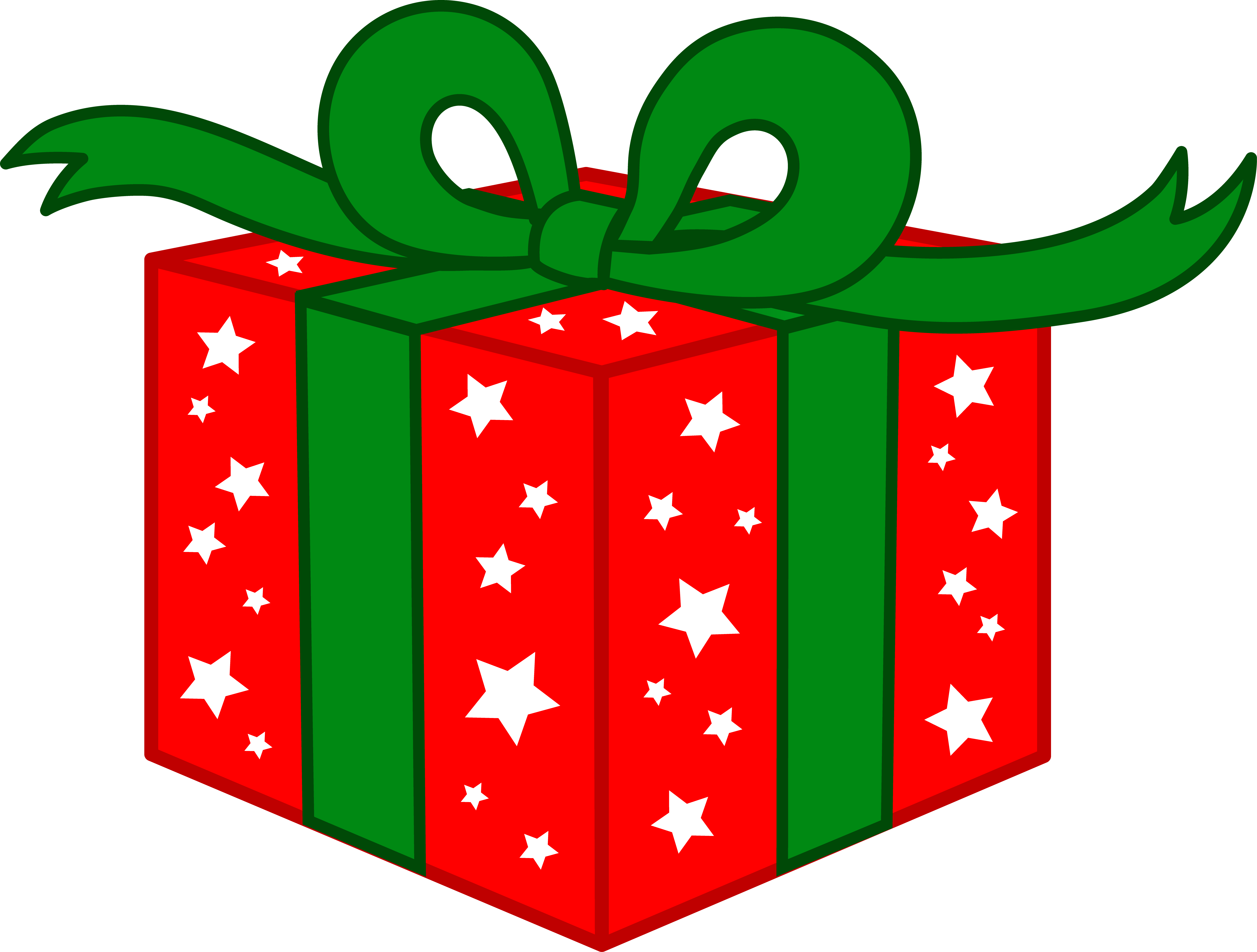 Red and Green Christmas Gift - Free Clip Art
