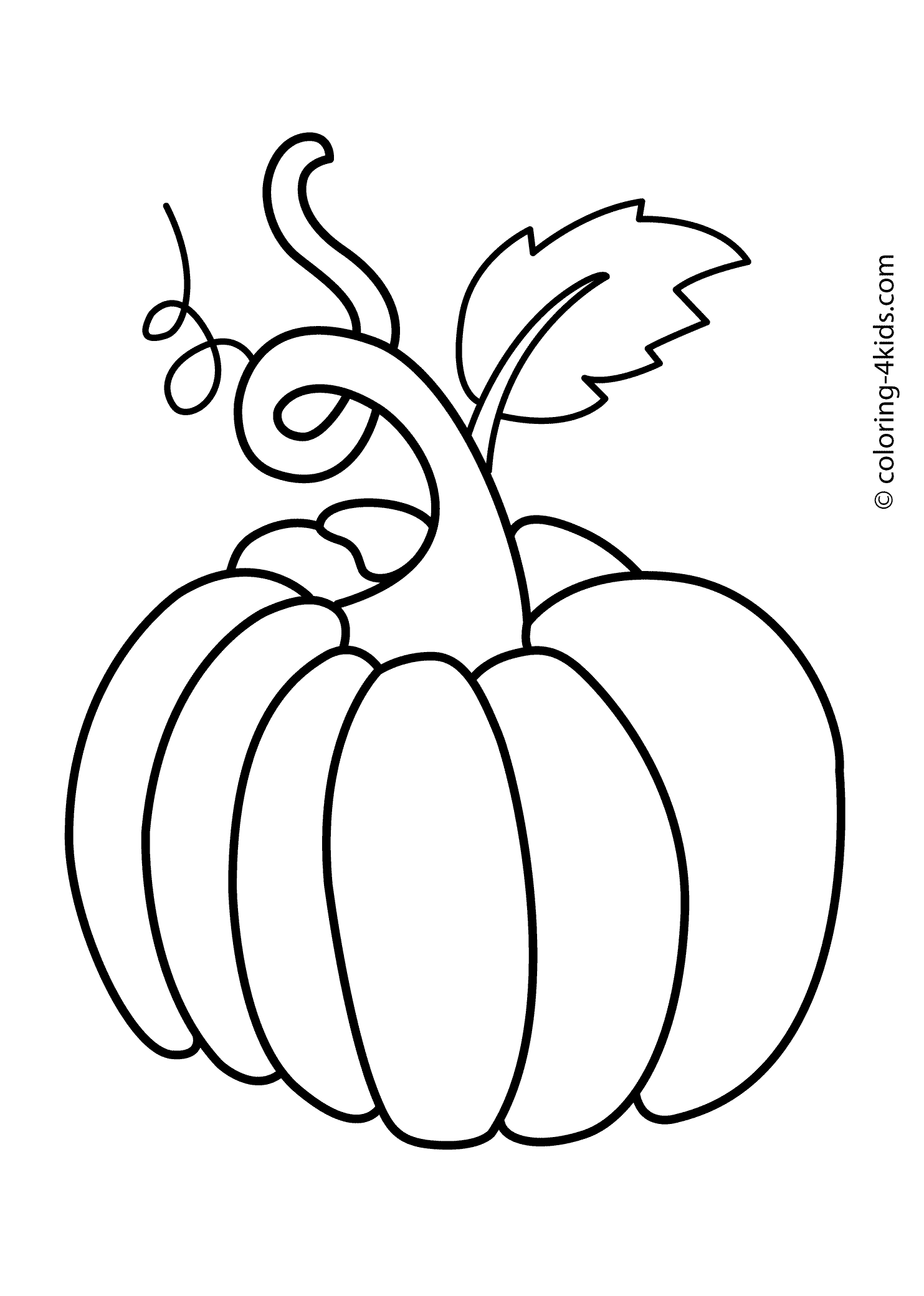 Pumpkin vegetable coloring page for kids, printable | coloing-