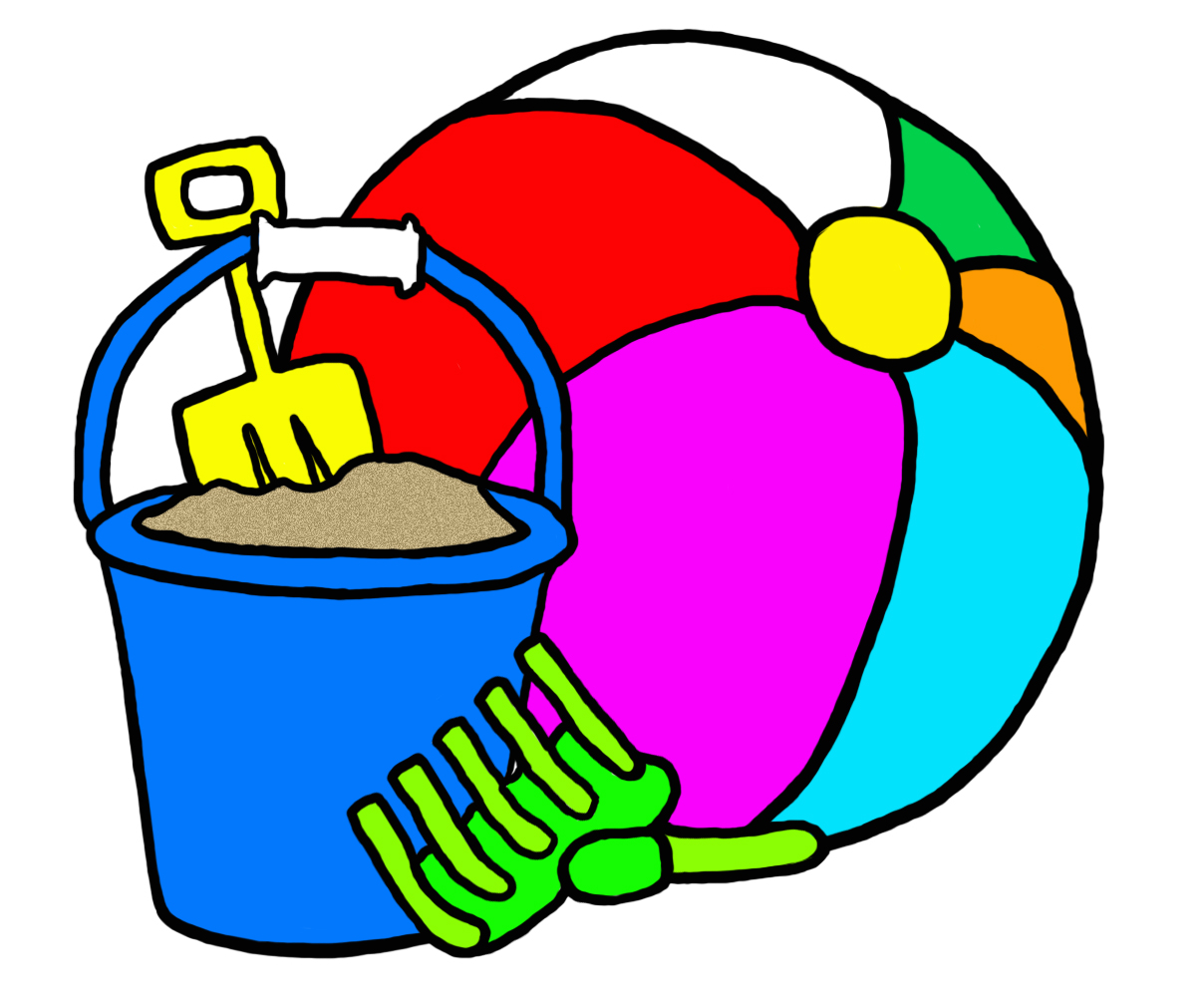 Graphic, clip art, beach toys, summer, fun, pail, bucket, beach ...