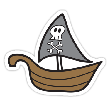 Cartoon Skull Pirate Ship T-shirt" Stickers by fatfatin | Redbubble