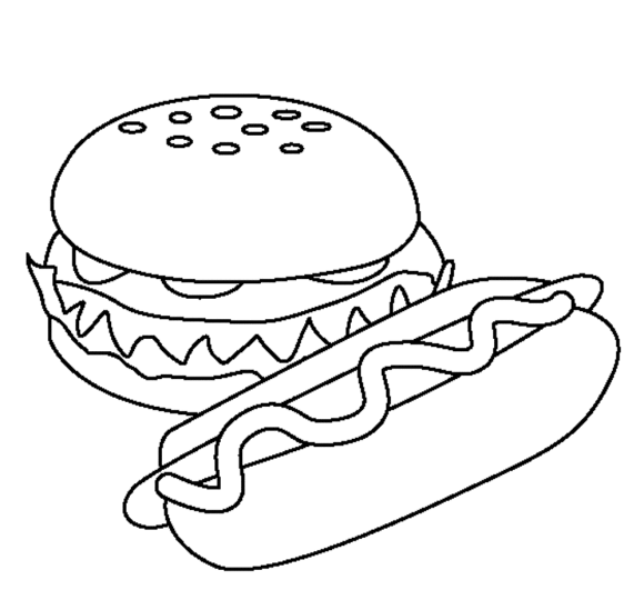Hotdog Coloring Pages Of Food For Kids - Foods Coloring pages of ...