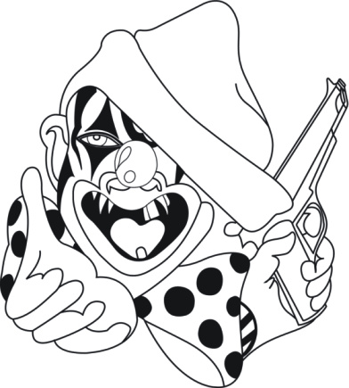 Evil Clown with Gun Gangster Tattoo Design