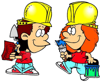 Clipart American Kids People Working Work Funny