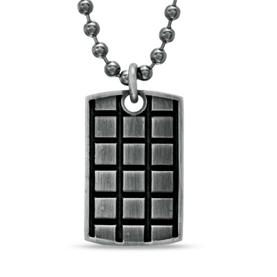 Room 101 Collection Checkerboard Dog Tag Pendant in Stainless ...