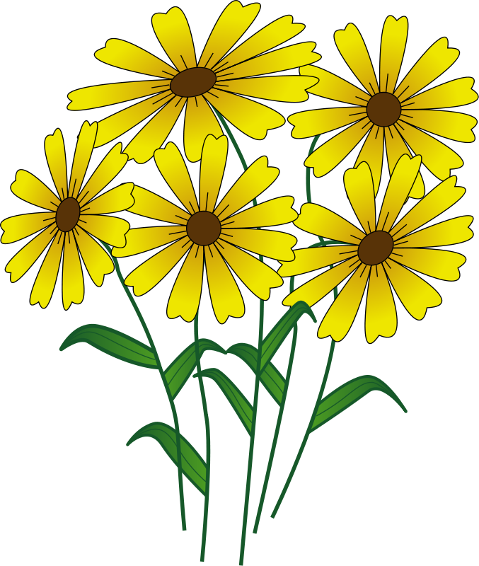 Black Four Petal Flowers Clip Art Download