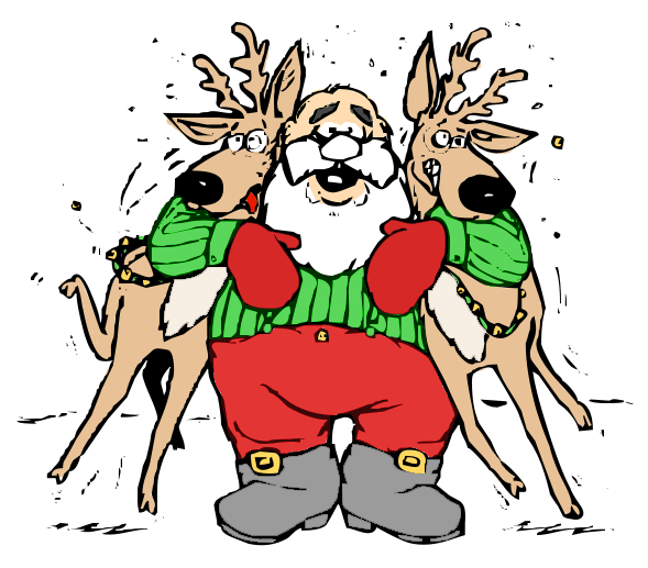 Santa Hugging Reindeer Clip Art Download