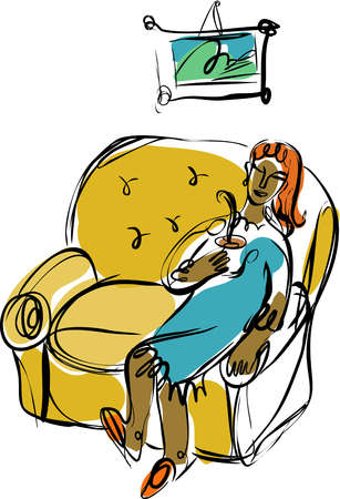 Stock Illustration - Illustration of a woman relaxing with a cup ...