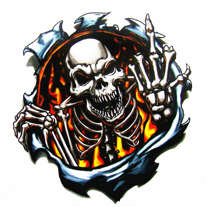Motorcycle Gates of Hell Flaming Flame Skull Demon Decals Stickers ...