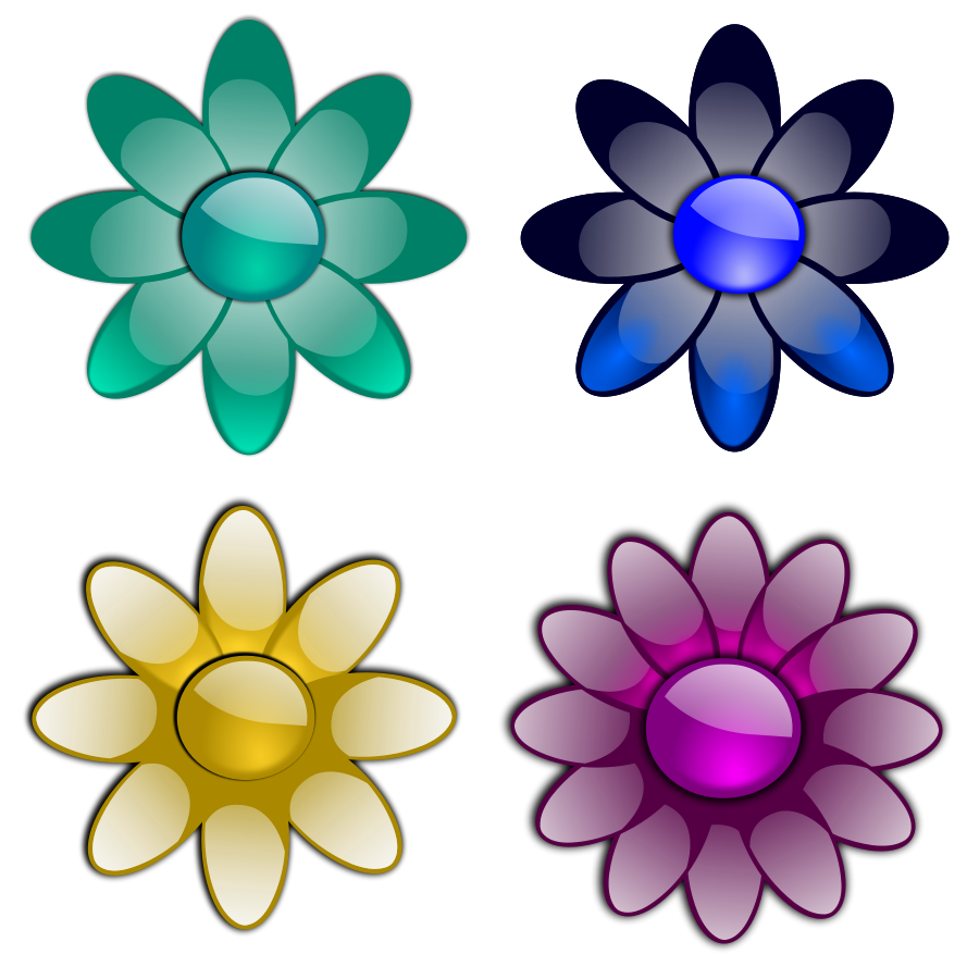 Glossy flowers 3 small clipart 300pixel size, free design ...