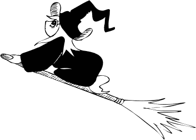 clipart of a witch on a broom