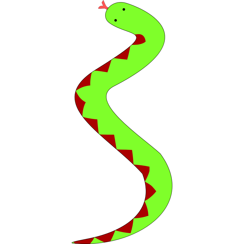 Clipart - Green snake with red belly