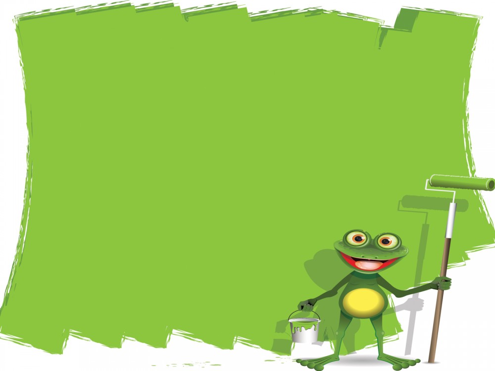 Cartoon Painter Frog Powerpoint PPT Backgrounds - Animals, Green ...