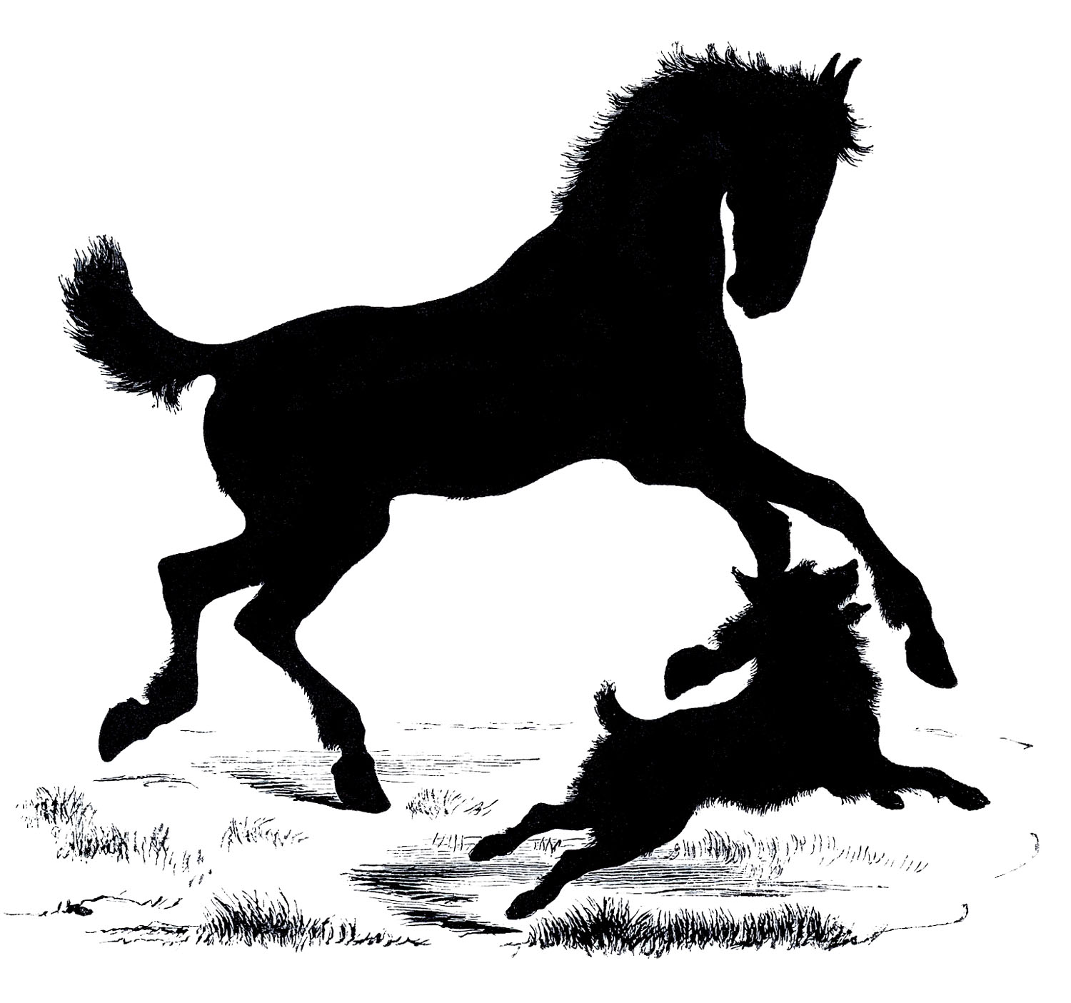 Free Vector Downloads - Silhouette Horse and Dog - The Graphics Fairy