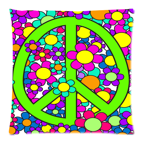 HIPPIE PEACE PILLOW Custom Zippered Pillow Case 18"x18"(two sides)