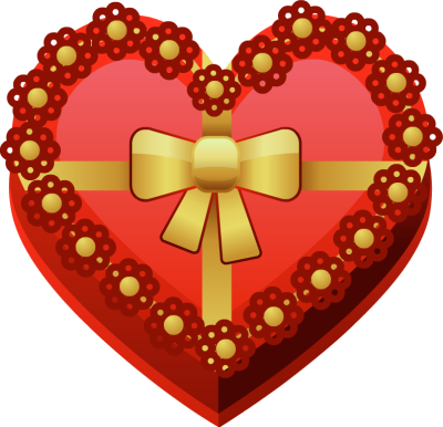 Red Heart-shaped Gift Box with Golden Bow - Free Clip Arts Online ...