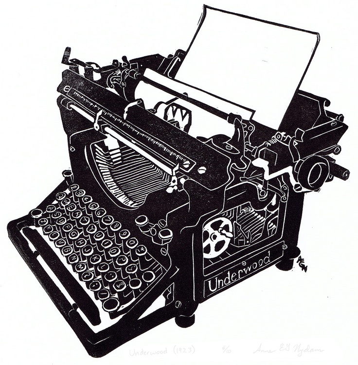 Underwood Typewriter block print