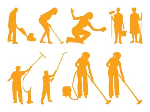 Cleaning People Silhouettes Vector - AI PDF - Free Graphics download