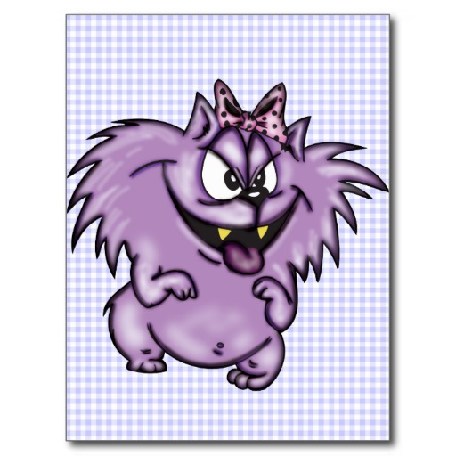Wild Purple Cartoon Cat Post Card | Zazzle