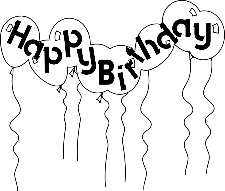 Happy Birthday Balloons Clip Art Black and White, Joyful Black ...