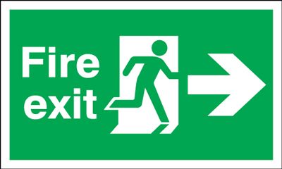 Arrow Right & Running Man Fire Exit Safety Sign - Landscape ...