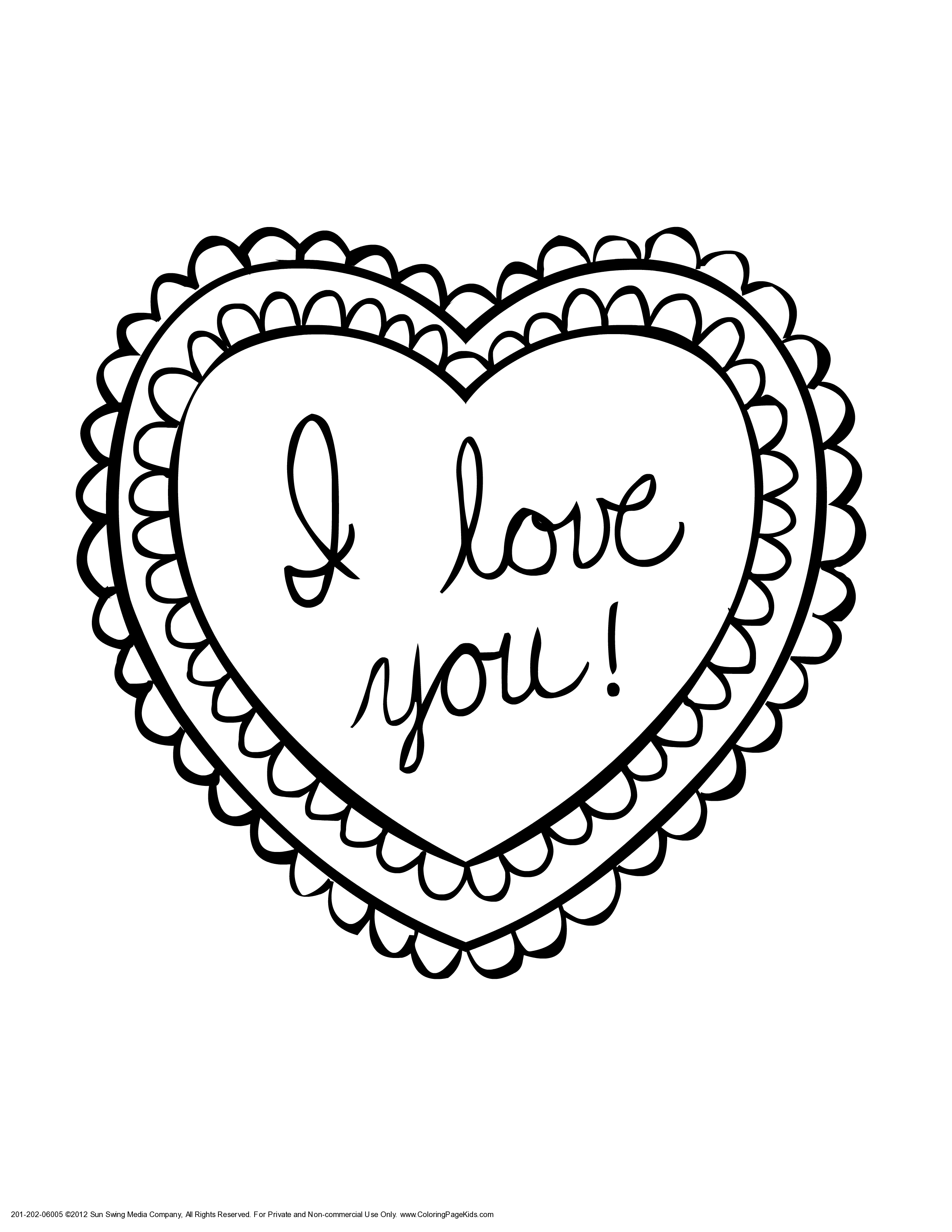Heart Coloring Pages For Teenagers | love you” Heart Valentine ...