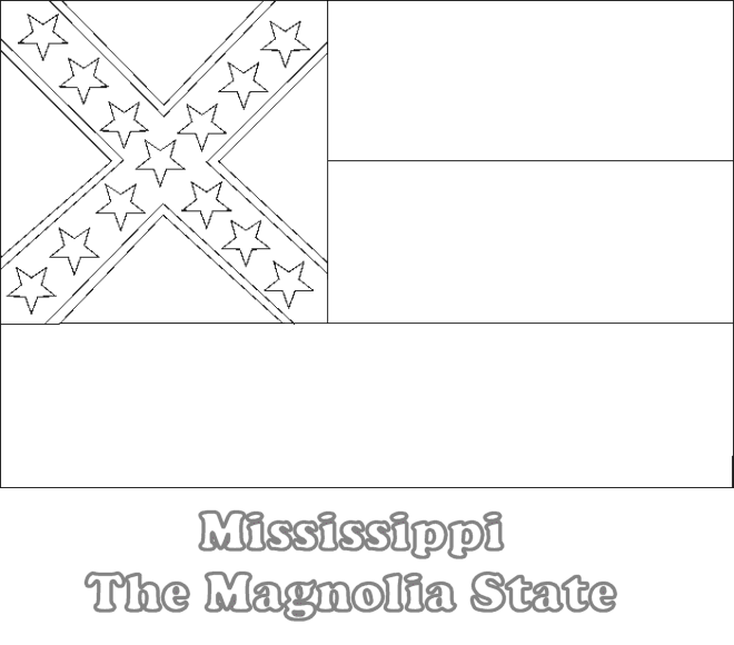 Large, Printable Mississippi State Flag to Color, from NETSTATE.COM