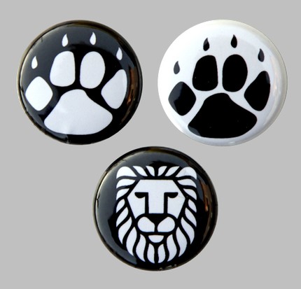 Lion Paw Print Set of 3 Buttons Pins Badges 1 inch | theangryrobot ...