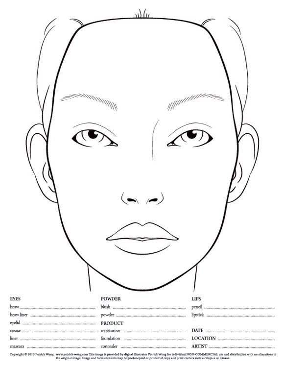 10 Blank Face Chart Templates (Male Face Charts and Female Face ...