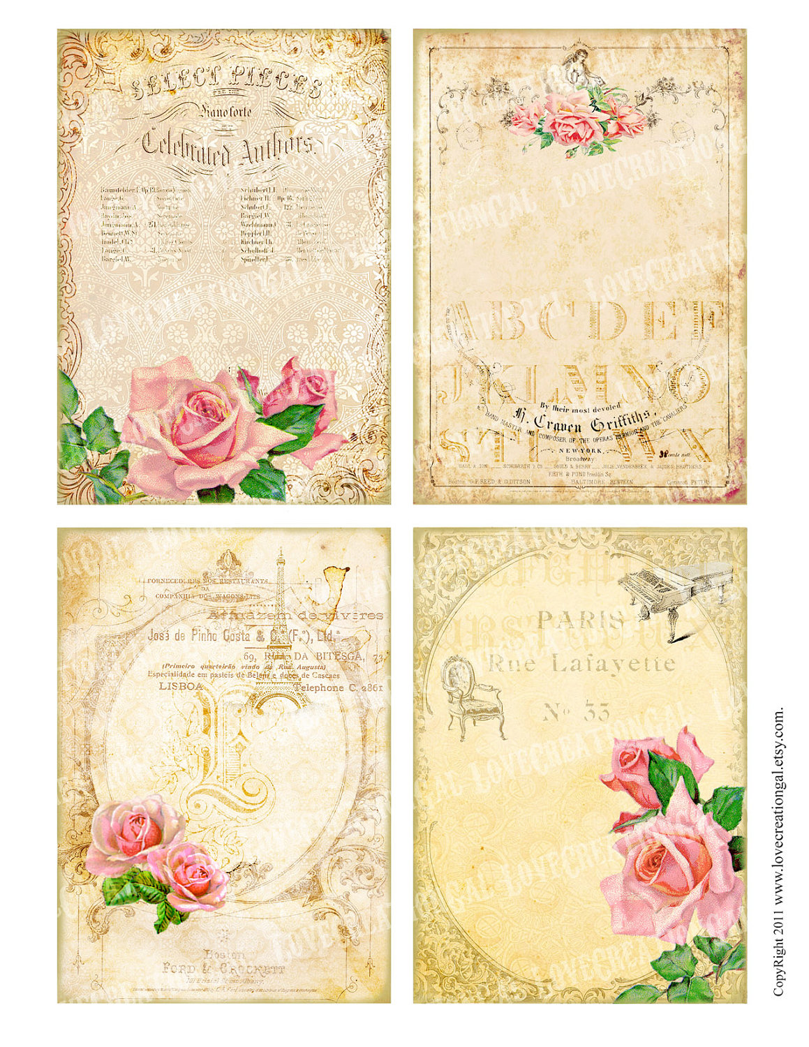 Vintage Victorian Flower Rose Frames Postcard by lovecreationgal