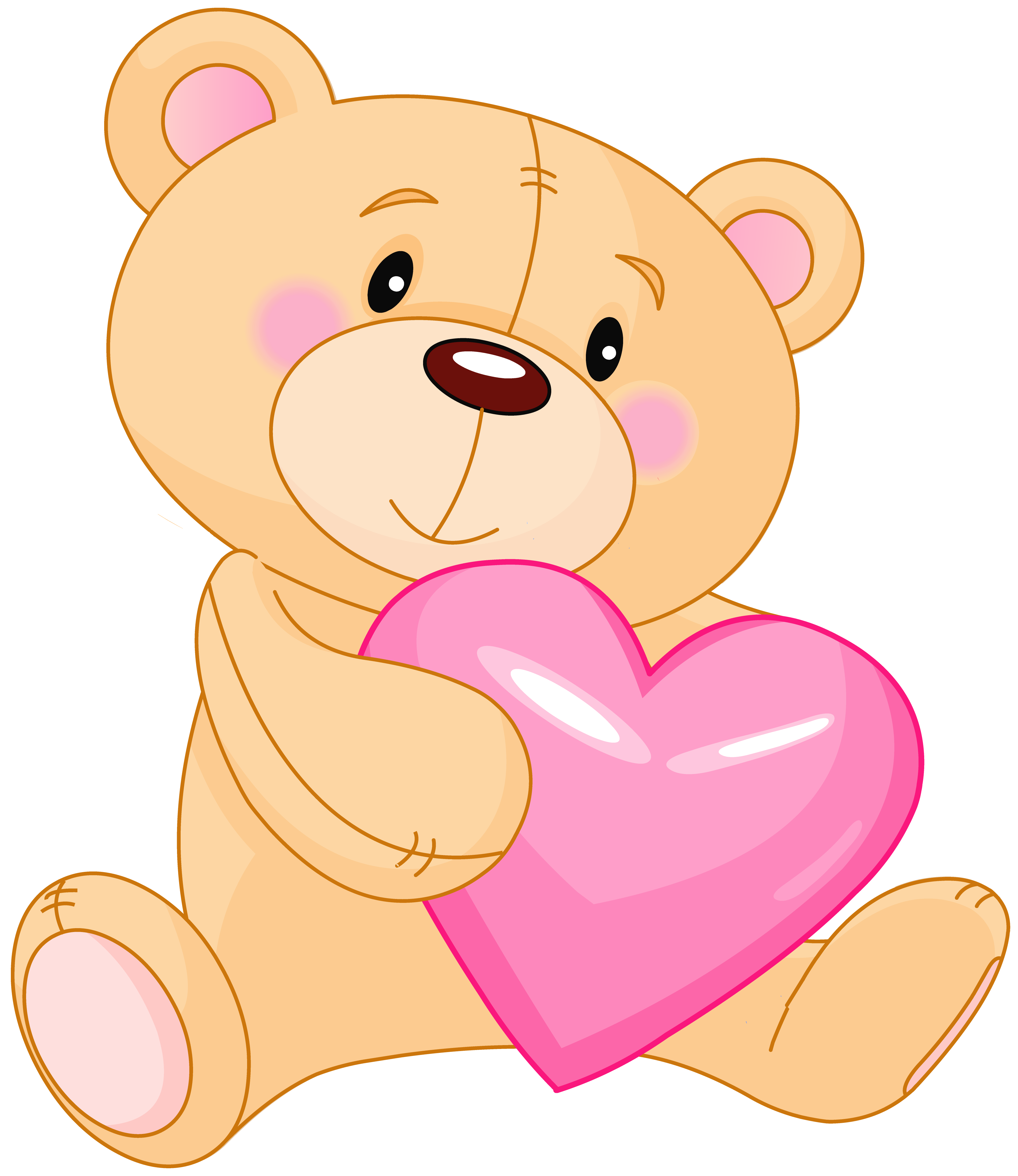 Transparent Cute Teddy With Pink Heart Png Clipart Cliparts Co