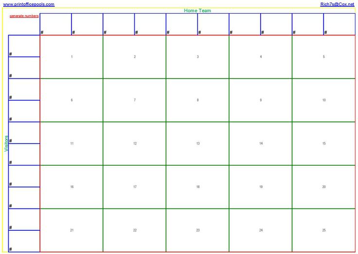 Free Printable Football Pool Squares | Football Square Template ...