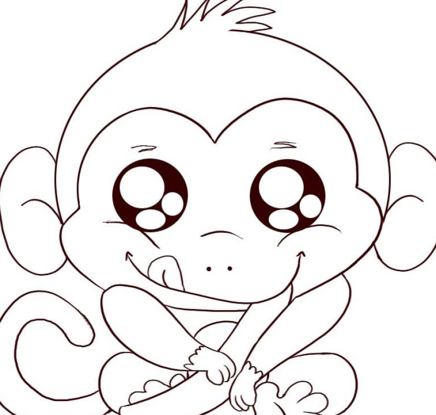 Baby Monkey Coloring Pages | Coloring Page