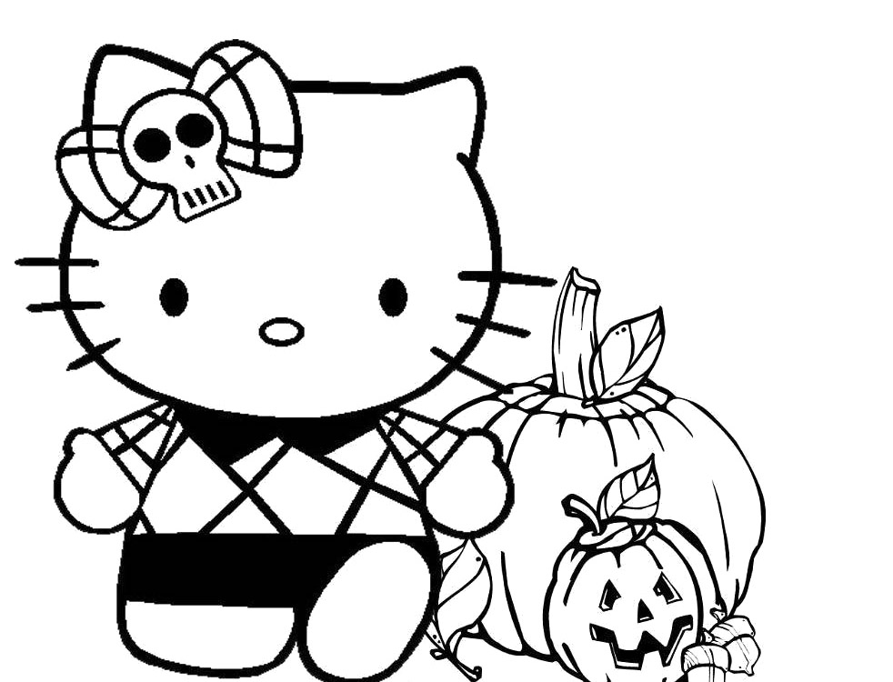 Spooky Halloween With Hello Kitty Coloring Page |Halloween ...