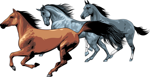 Different Running horses vector 03 | Animal vectors