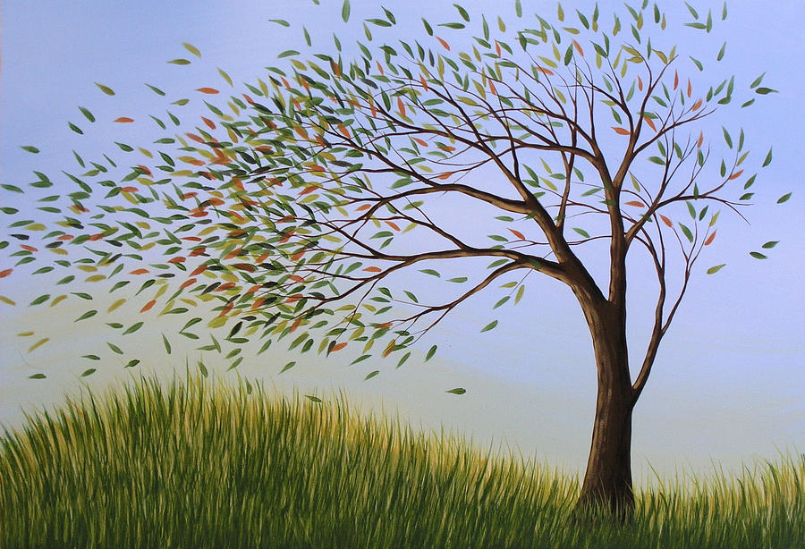 Contemporary Tree Art Blowing Away by Amy Giacomelli