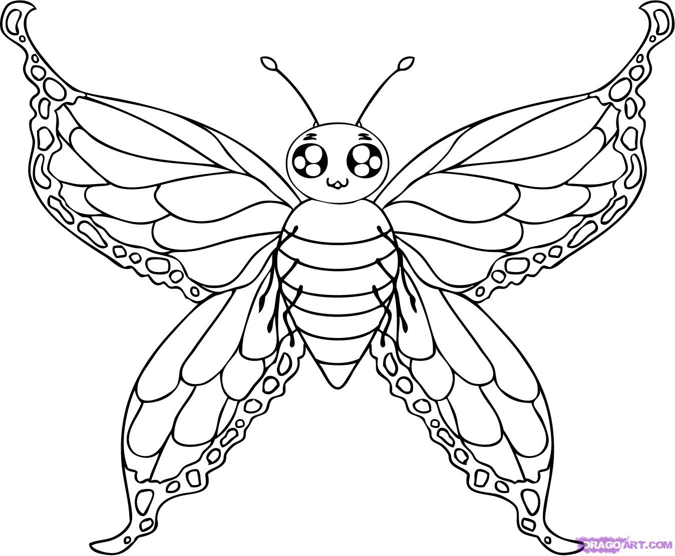 How to Draw a Cartoon Butterfly, Step by Step, Butterflies ...
