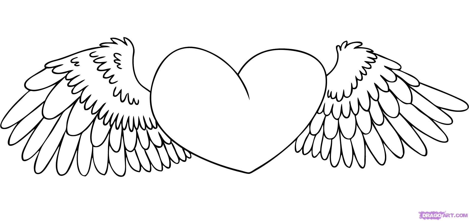 How to Draw a Heart with Wings, Step by Step, Tattoos, Pop Culture ...