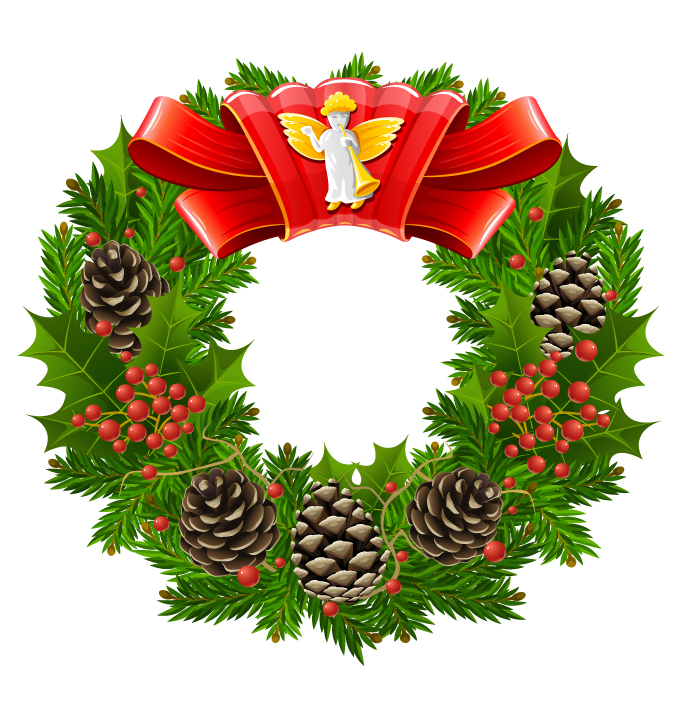 Christmas wreath cool texture vector Free Vector / 4Vector