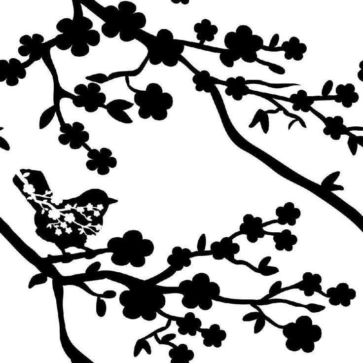 bird blossoms branch | Silhouette | Pinterest