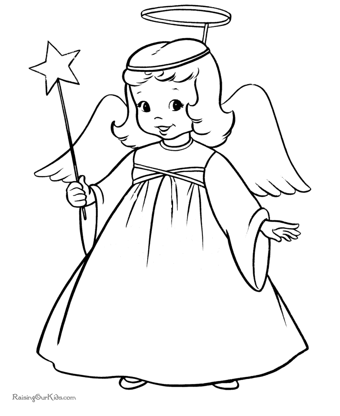little angel kids printable christmas coloring pages | thingkid.com