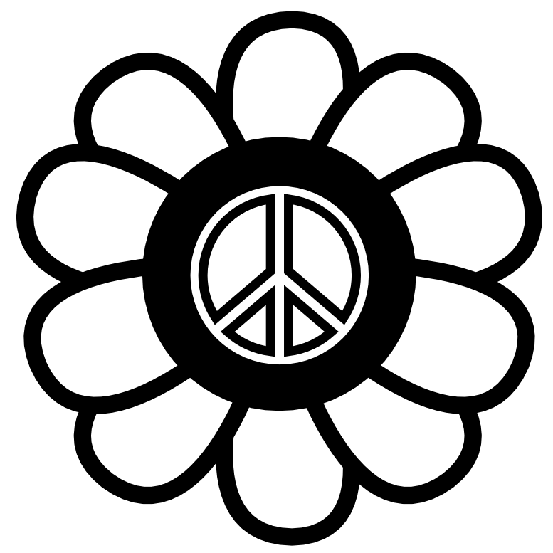Peace Symbol Peace Sign Flower 124 Black White Line Art Tattoo ...