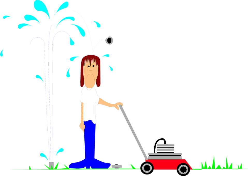 Free Stock Photos | Illustration of a man with a lawn mower and a ...