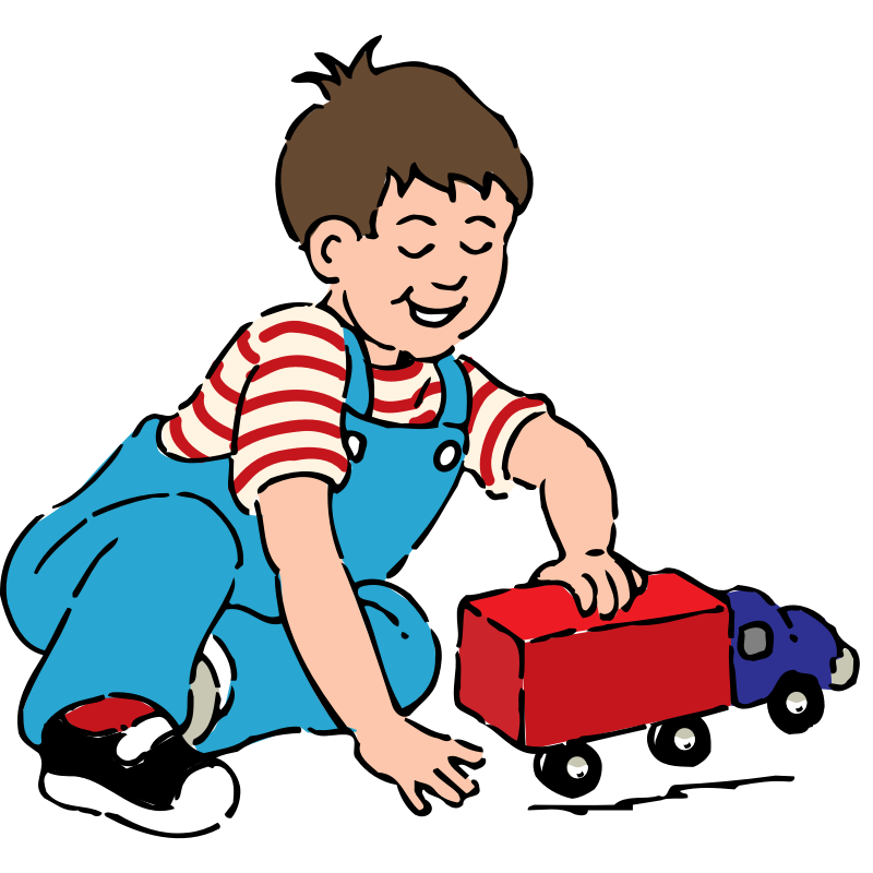 Clipart - boy playing with toy truck