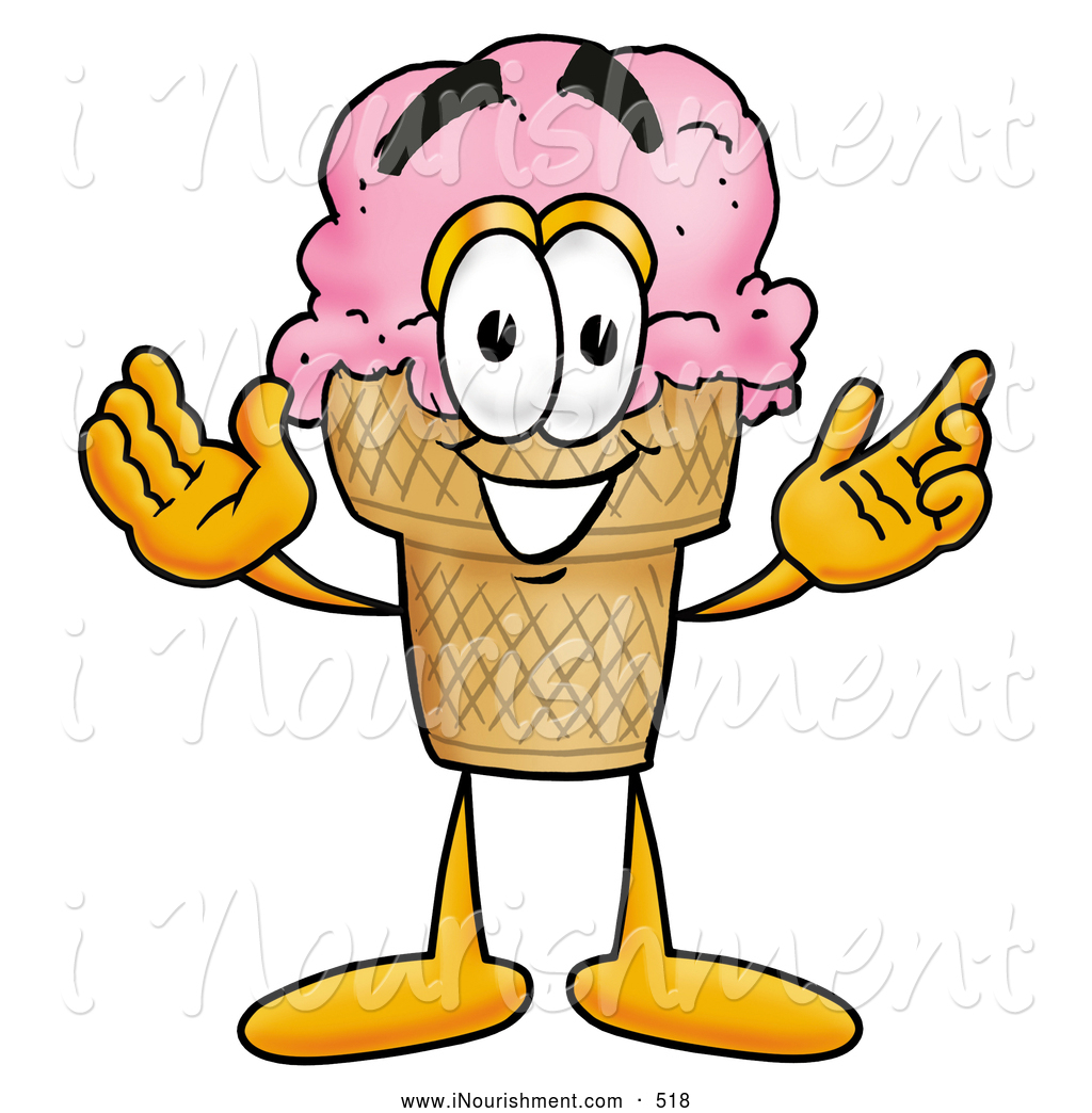Clipart of a Cold Ice Cream Cone Mascot Cartoon Character with ...