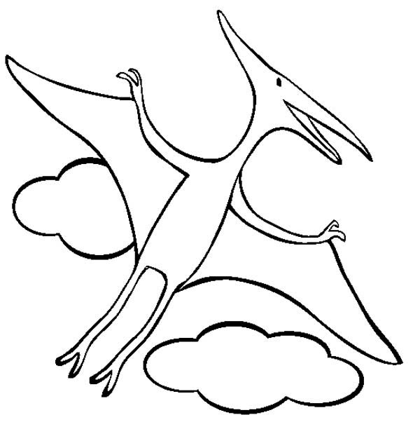 Simple Drawing of Pterodactyl in Dinosaur Coloring Page - Free ...